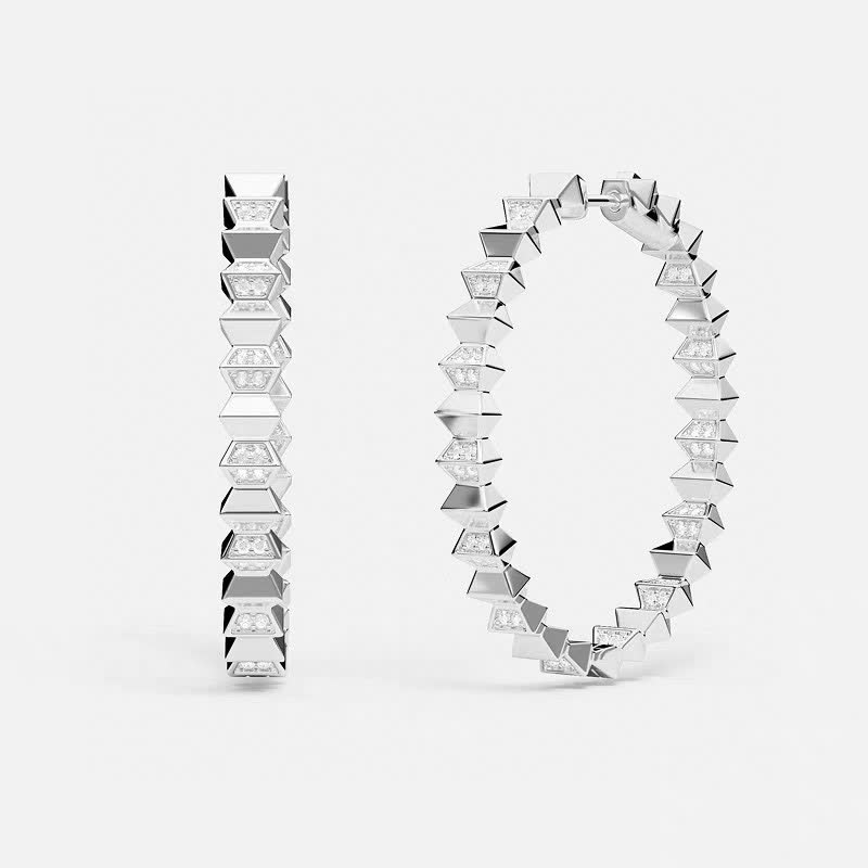 APM Monaco Elegant Silver Hoop Earrings with Diamond Accents